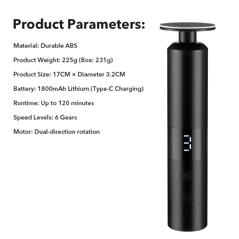 Rechargeable Electric Callus Remover and Pedicure Tool for Smooth Heels