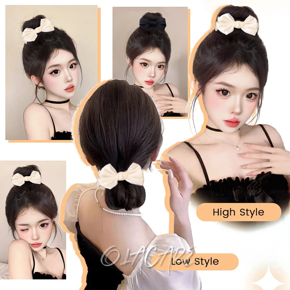 Synthetic Flower Bud Hair Bun Extension with Claw Clip