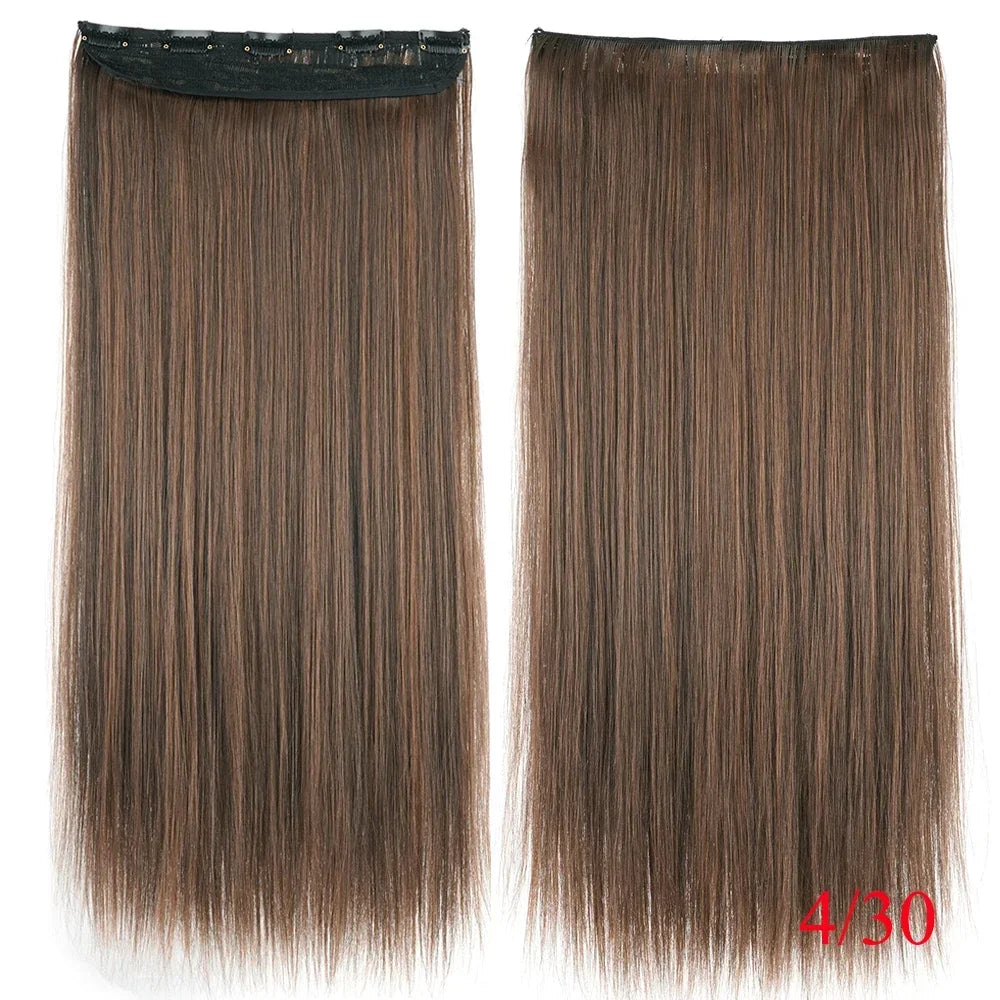 Straight Synthetic Clip-In Hair Extensions for Instant Volume - 3