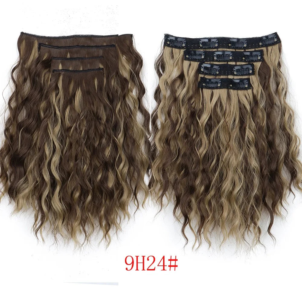 12-Inch Wavy Curly Clip-In Hair Extensions Set