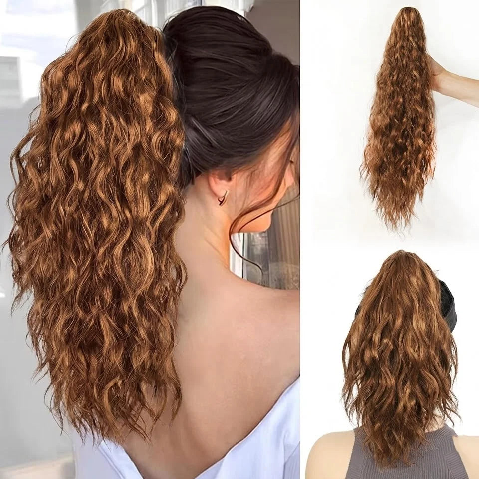 20 Inch Wavy Claw Clip Ponytail Hair Extension - 12