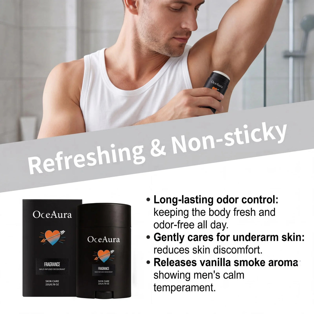 Long-Lasting Solid Deodorant Stick for Men Odor Control and Freshness