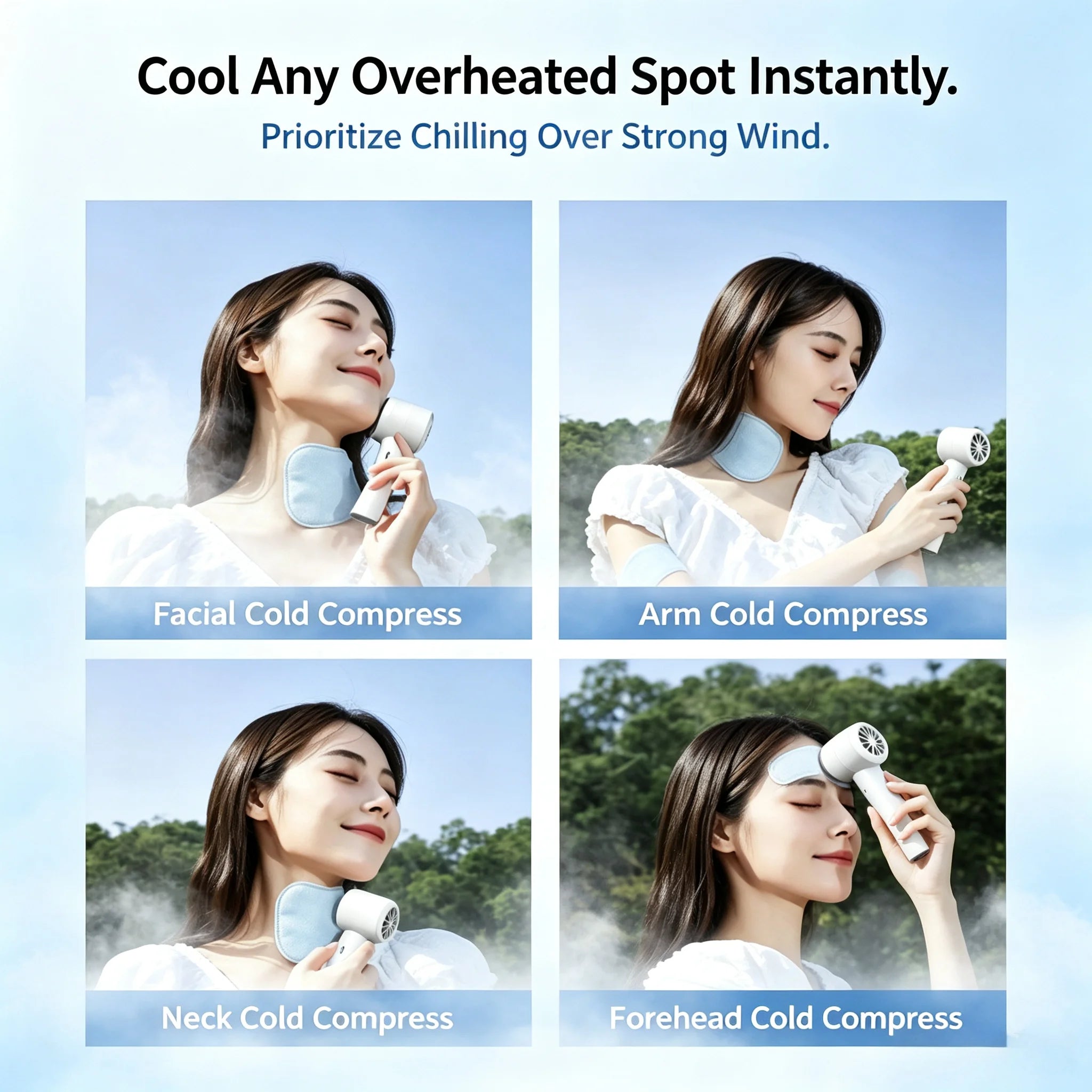Portable Handheld Turbo Fan with Instant Ice Cooling and LED Display - 5
