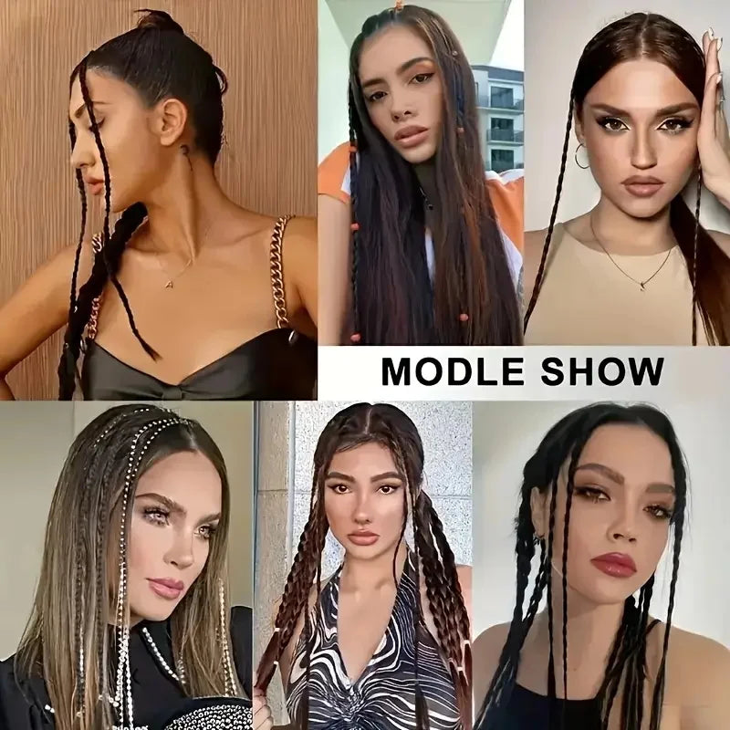20-Inch Clip-In Synthetic Box Braid Hair Extensions