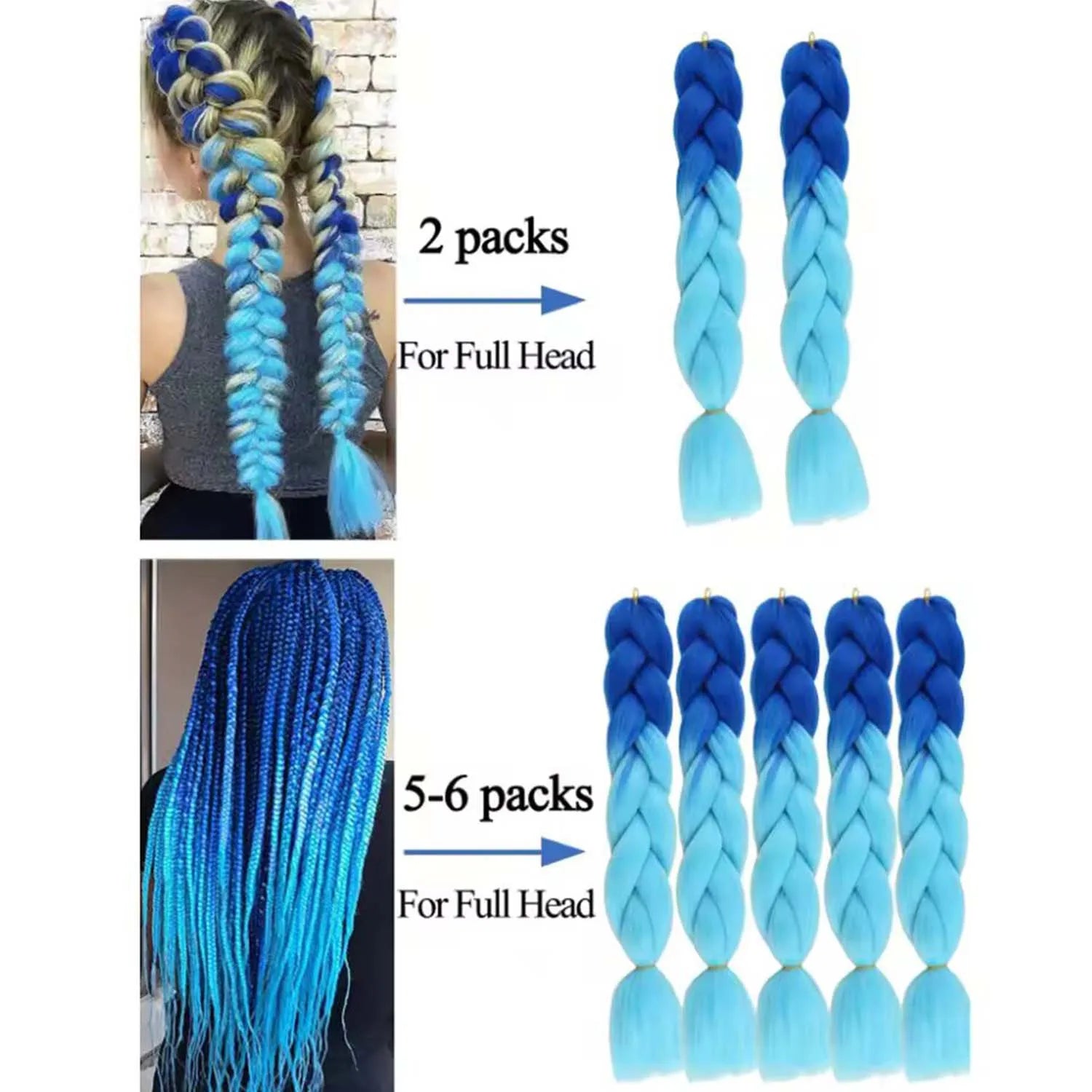 24-Inch Synthetic Purple Braiding Hair Extensions - 7