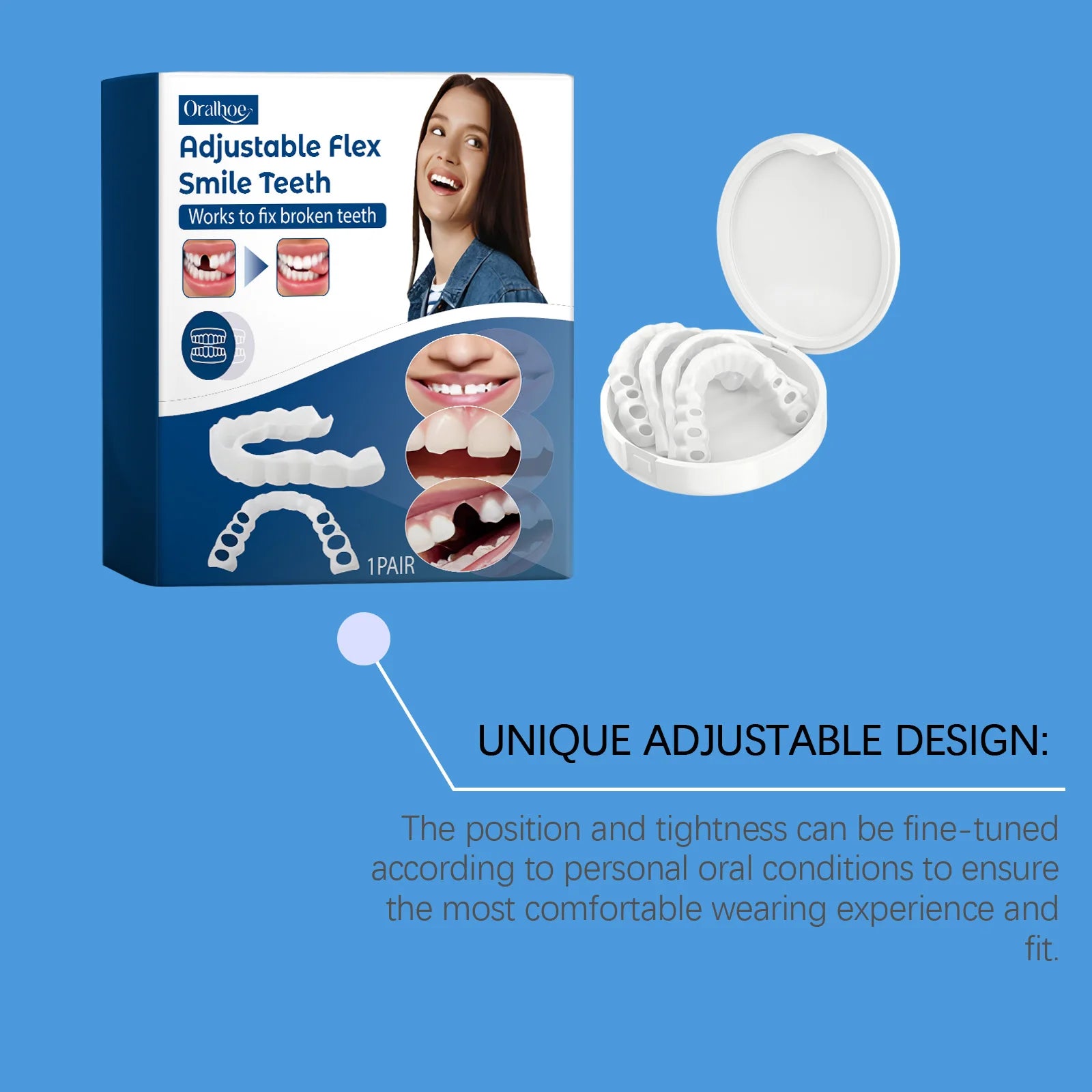 Adjustable Snap-On Silicone Dentures for Instant Smile Repair - 17