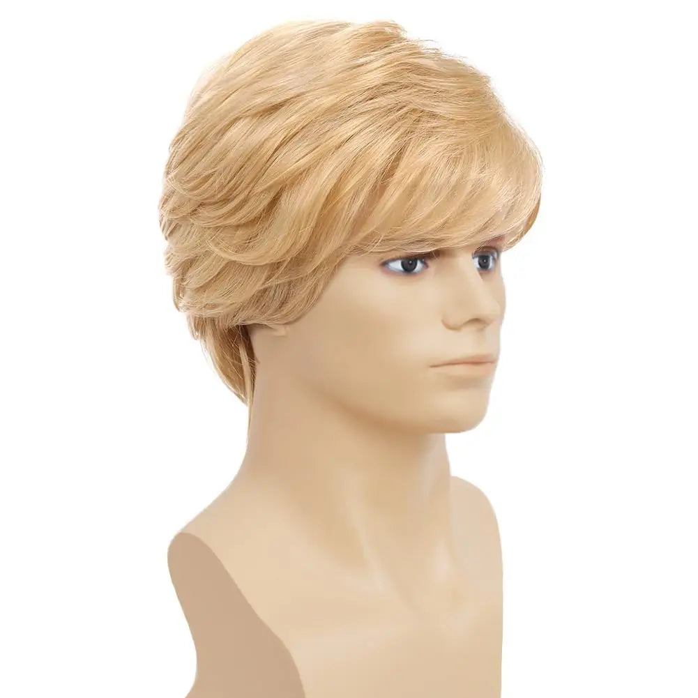 Short Natural Blonde Layered Wig for Men - 3