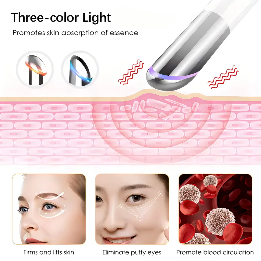 3-in-1 LED Photon Eye Massager for Dark Circles and Facial Rejuvenation