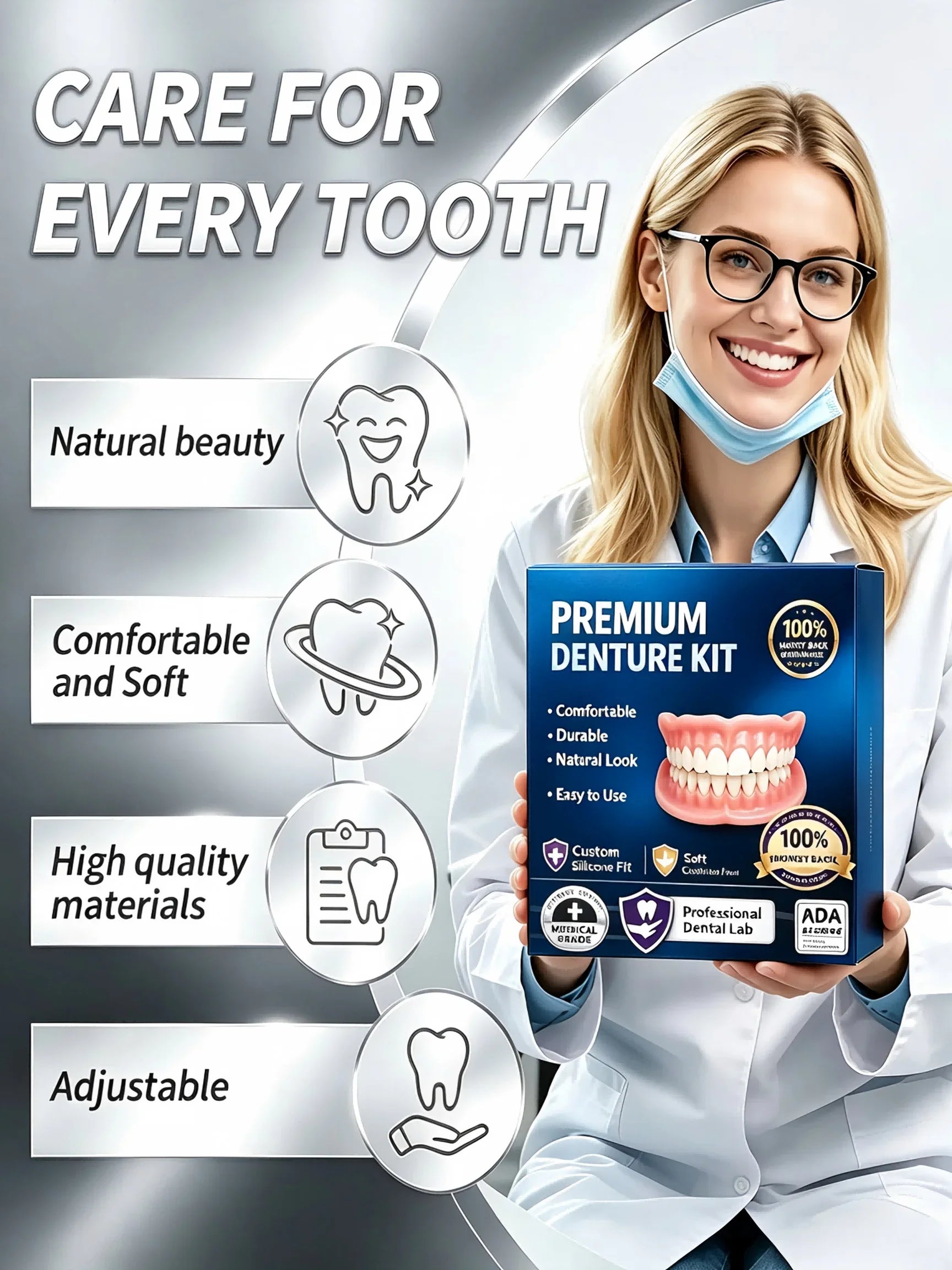 Temporary Silicone Cosmetic Teeth Kit for Natural Smile - 5