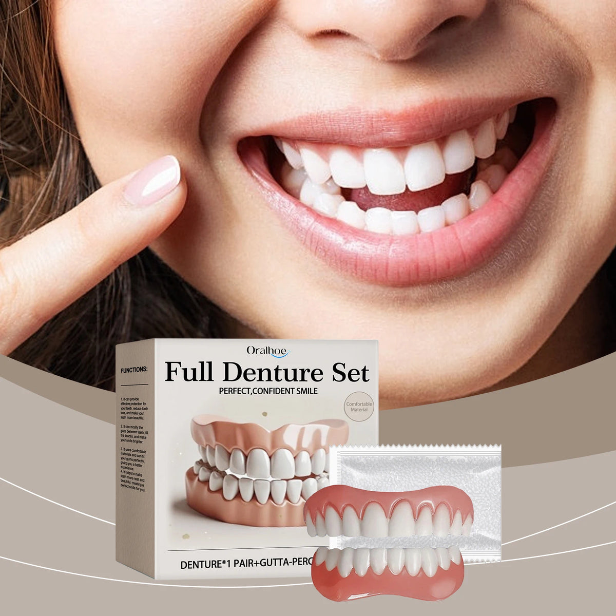 Temporary Silicone Denture Set for Instant Teeth Repair and Smile Makeover