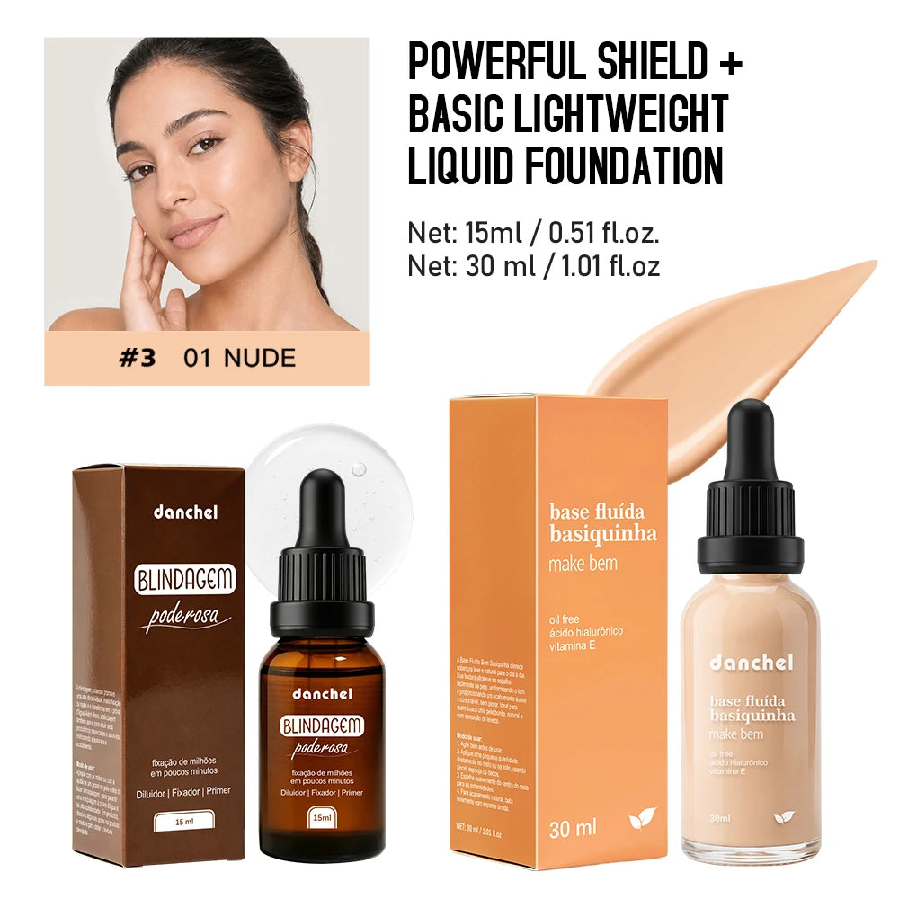 Liquid Foundation and Primer Makeup Set for Long Lasting Natural Finish - 25