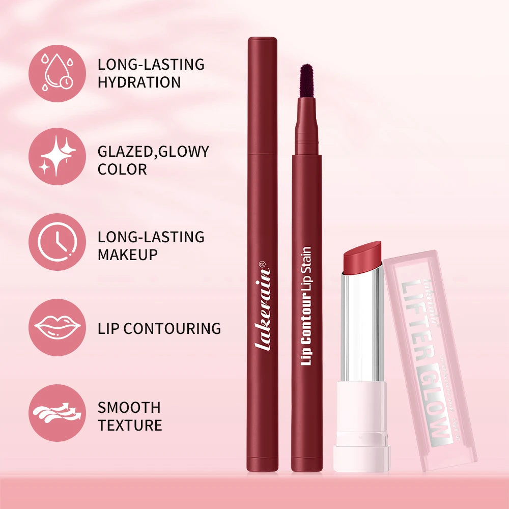 Long-Lasting Lip Contour Stain and Hydrating Glow Balm Makeup Kit