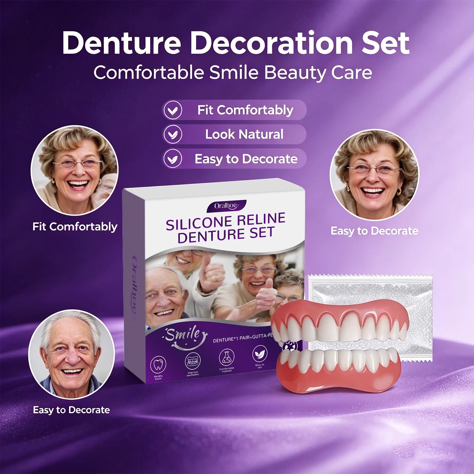 Cosmetic Silicone Denture Set for Instant Natural Smile Improvement - 2