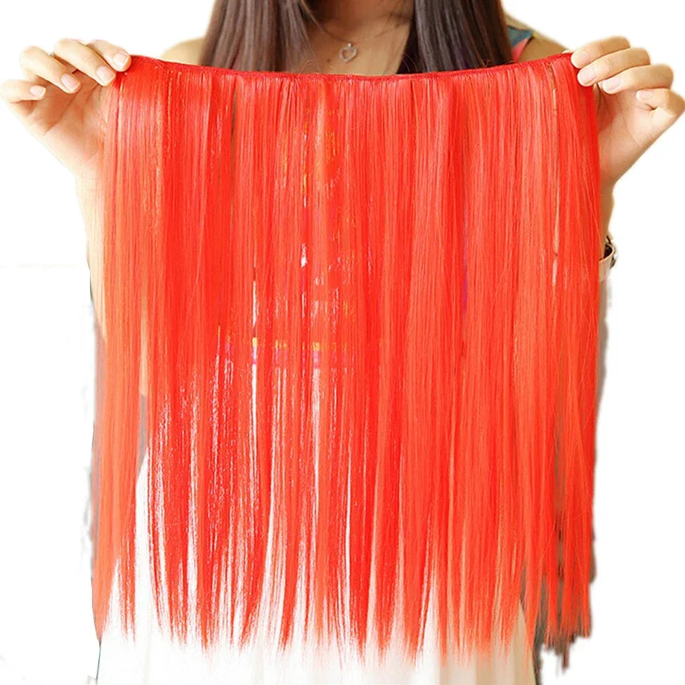 Synthetic Clip-In Straight Hair Extensions for Cosplay and Styling - 3