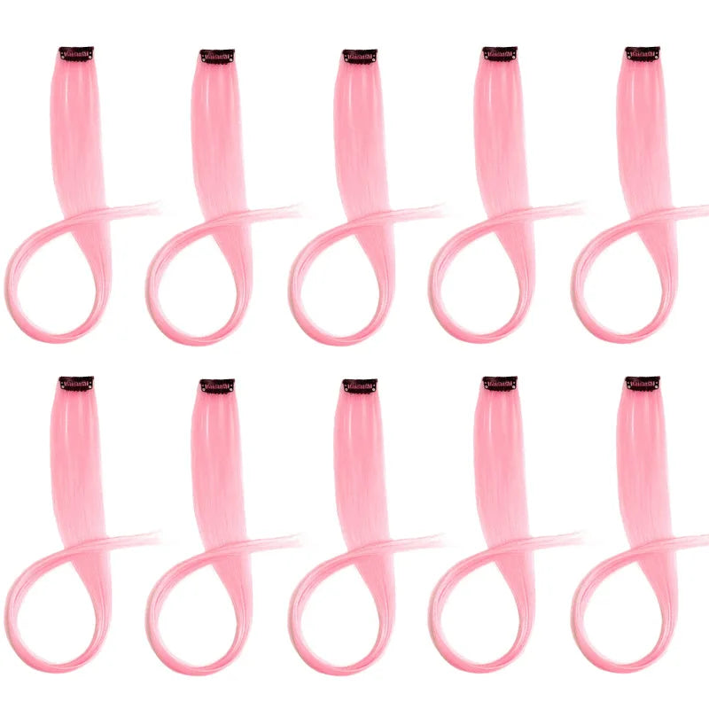 22-Inch Clip-In Synthetic Hair Extensions for Instant Color Highlights - 19