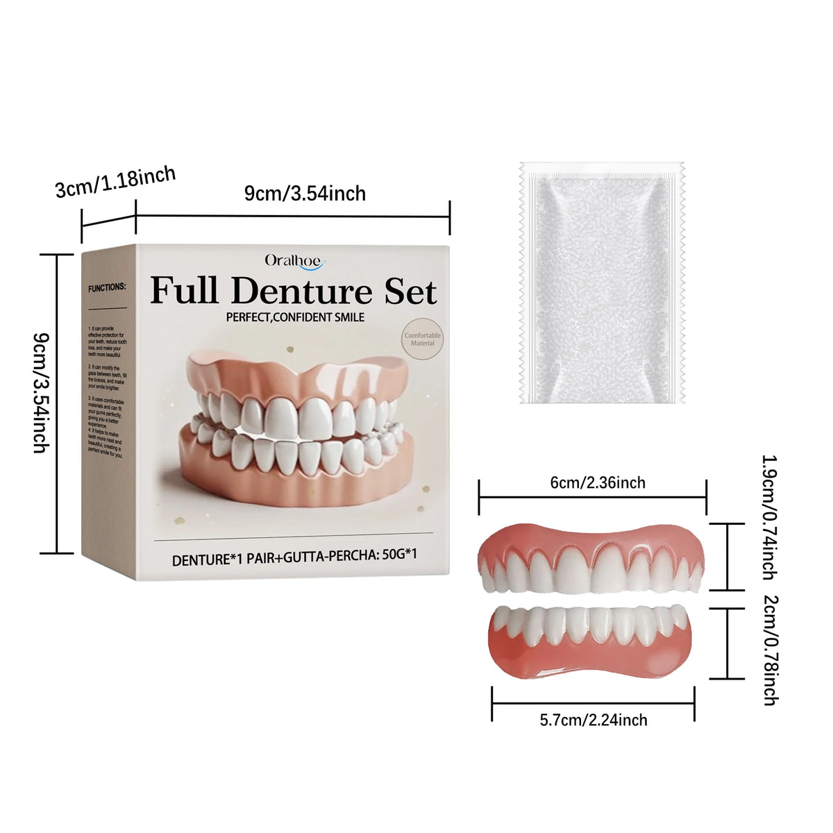 Temporary Silicone Denture Set for Instant Teeth Repair and Smile Makeover
