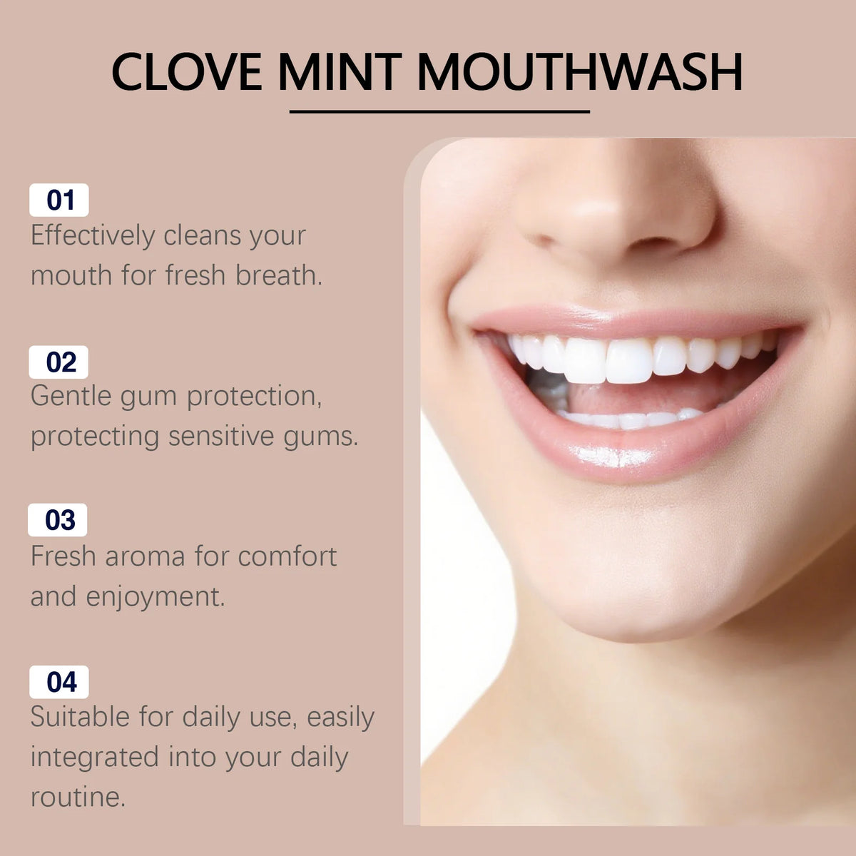 Clove Mint Mouthwash for Teeth Whitening and Fresh Breath