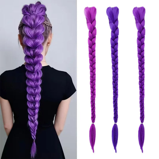 Purple Braided Ponytail Extension for Gothic Hairstyles