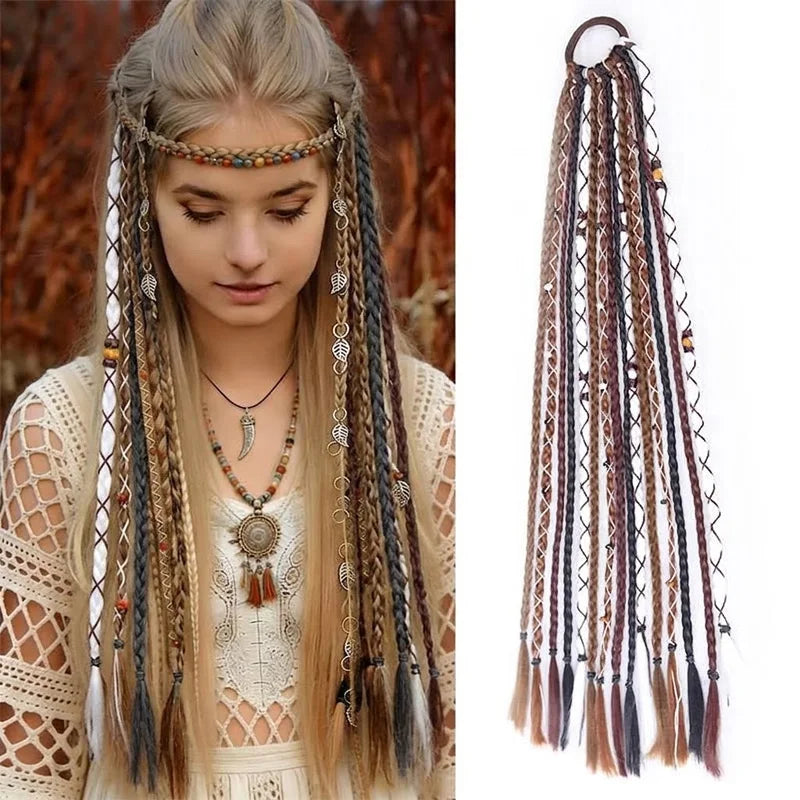 Bohemian Braided Ponytail Extension for Women Hippie Style Hair Accessory - 6