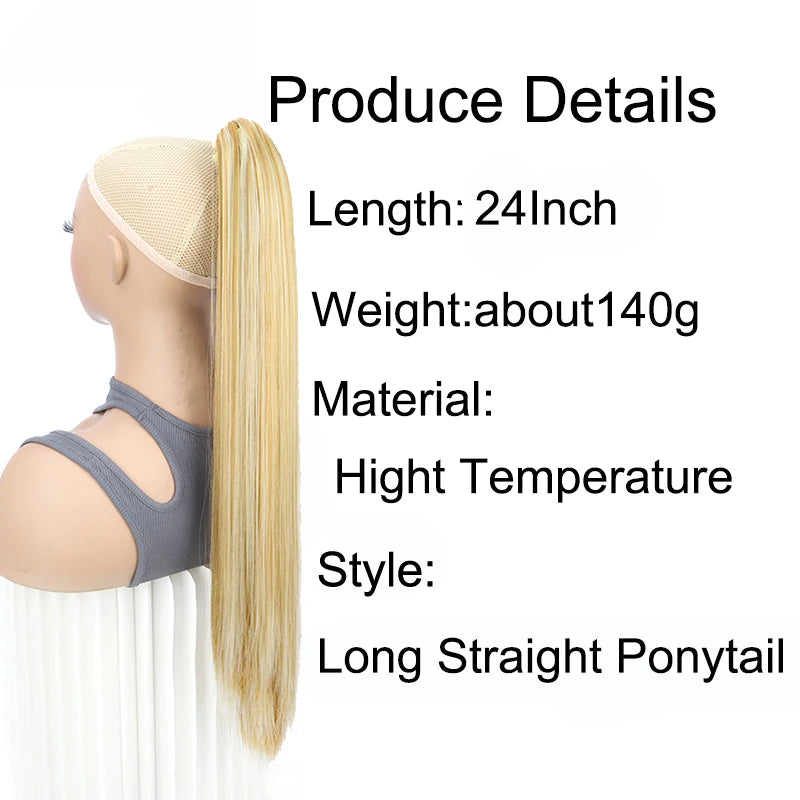 24-Inch Long Straight Claw Clip-On Ponytail Hair Extension - 2