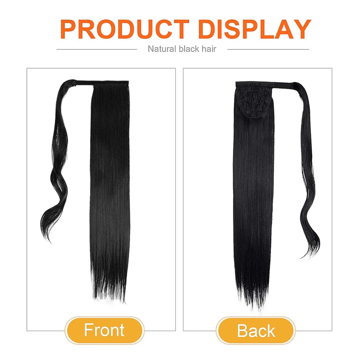 24 Inch Long Straight Wrap Around Ponytail Hair Extension for Women