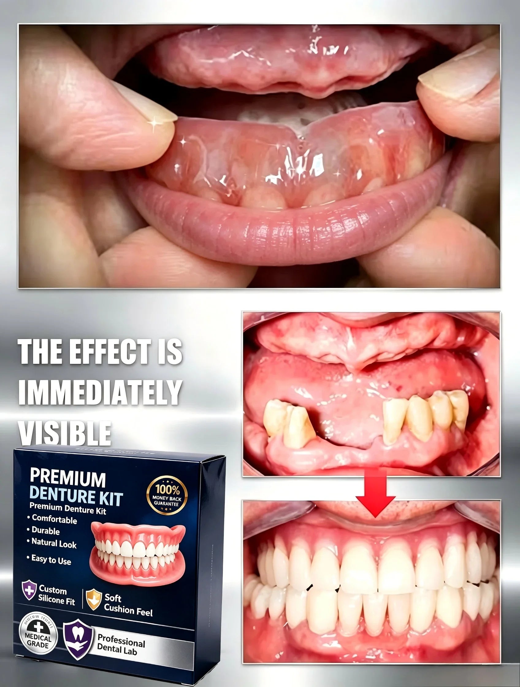 Temporary Silicone Cosmetic Teeth Kit for Natural Smile - 9
