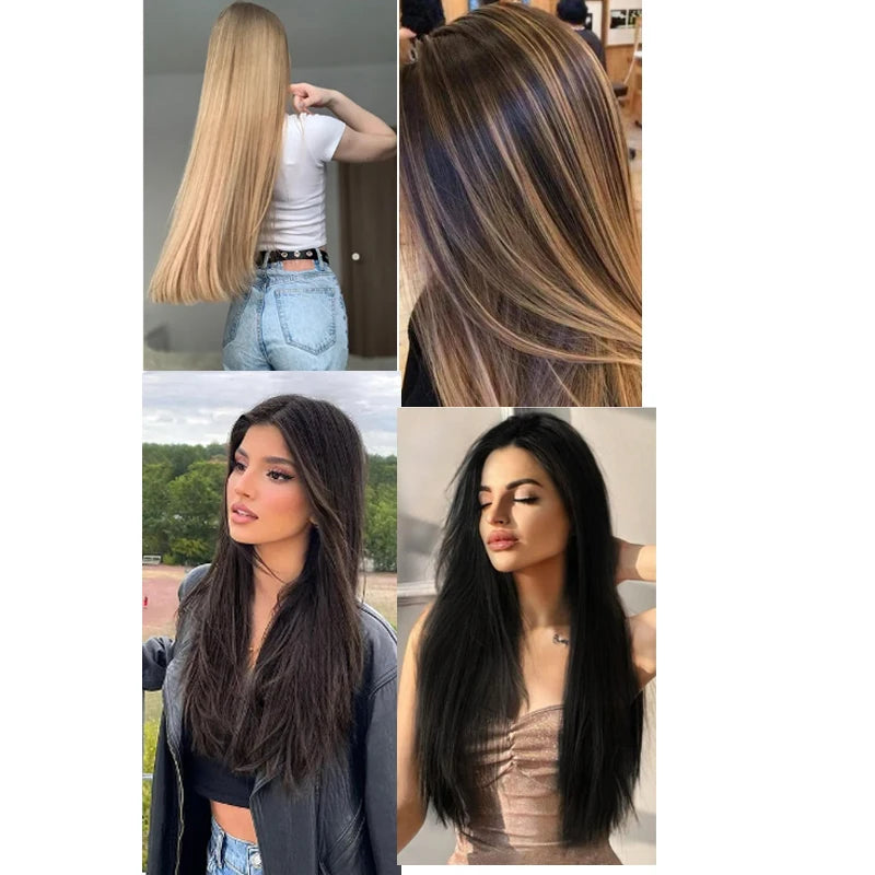 24 Inch Long Straight Synthetic Clip-In Hair Extensions - 5