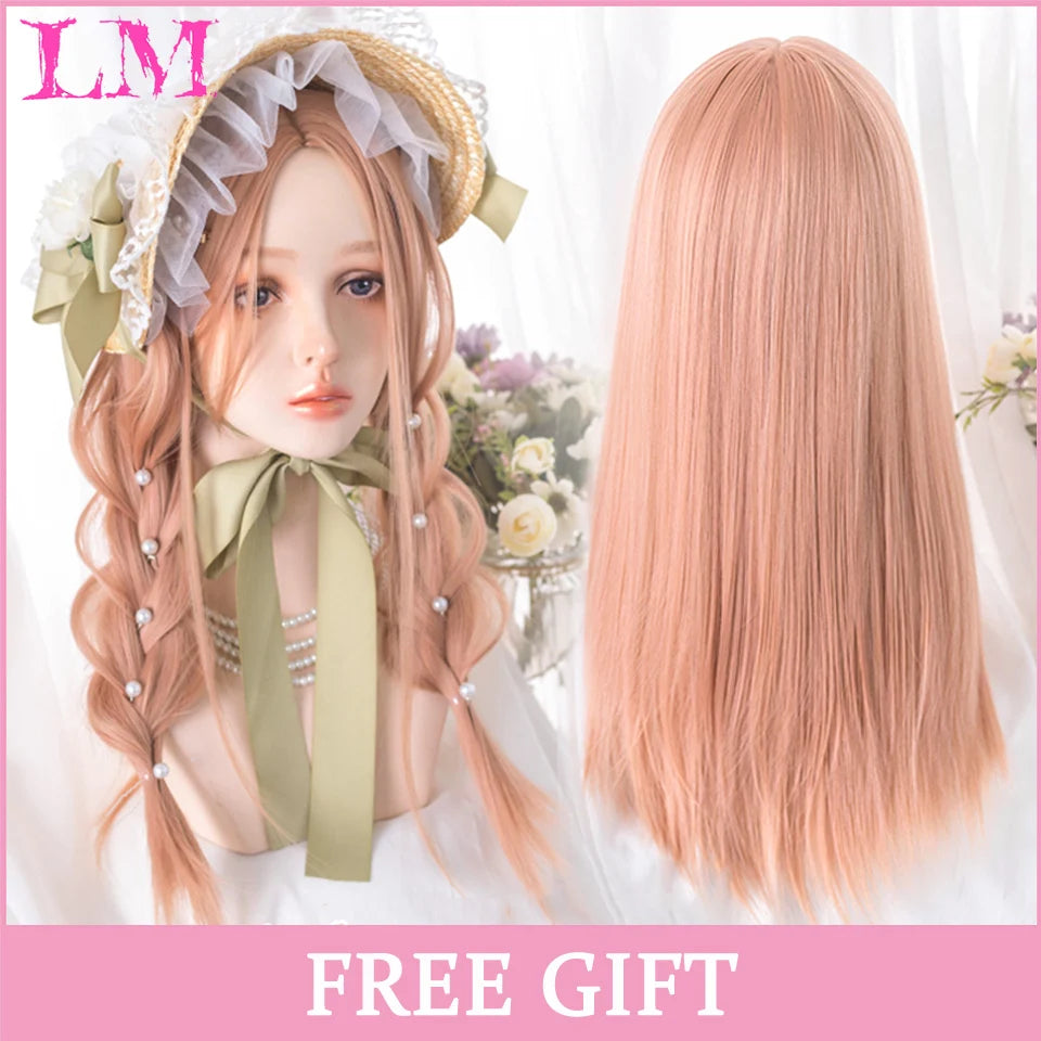 24-Inch Long Pink Cosplay Wig for Costumes - 33
