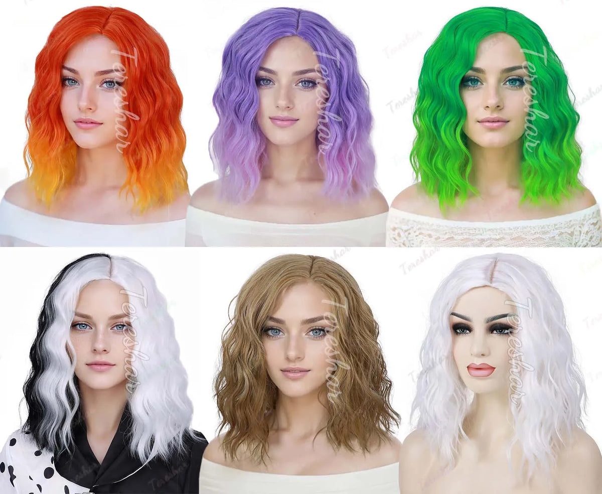 Short Curly Bob Wig for Halloween Costume and Cosplay Parties