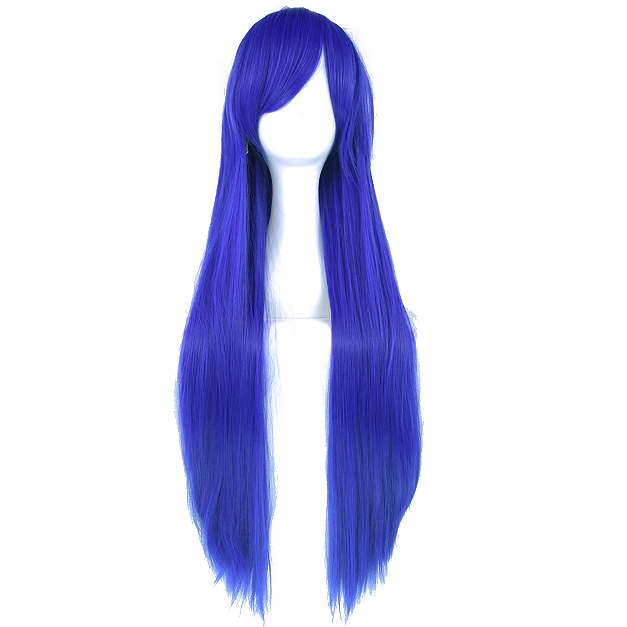 Long Straight Blue Synthetic Wig for Cosplay and Halloween Costumes - 5
