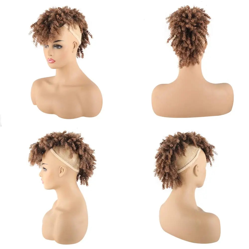 Curly Afro Mohawk Ponytail with Bangs Clip-In