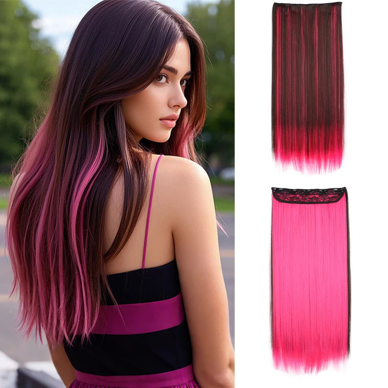 Long Straight One Piece Clip In Hair Extensions for Women