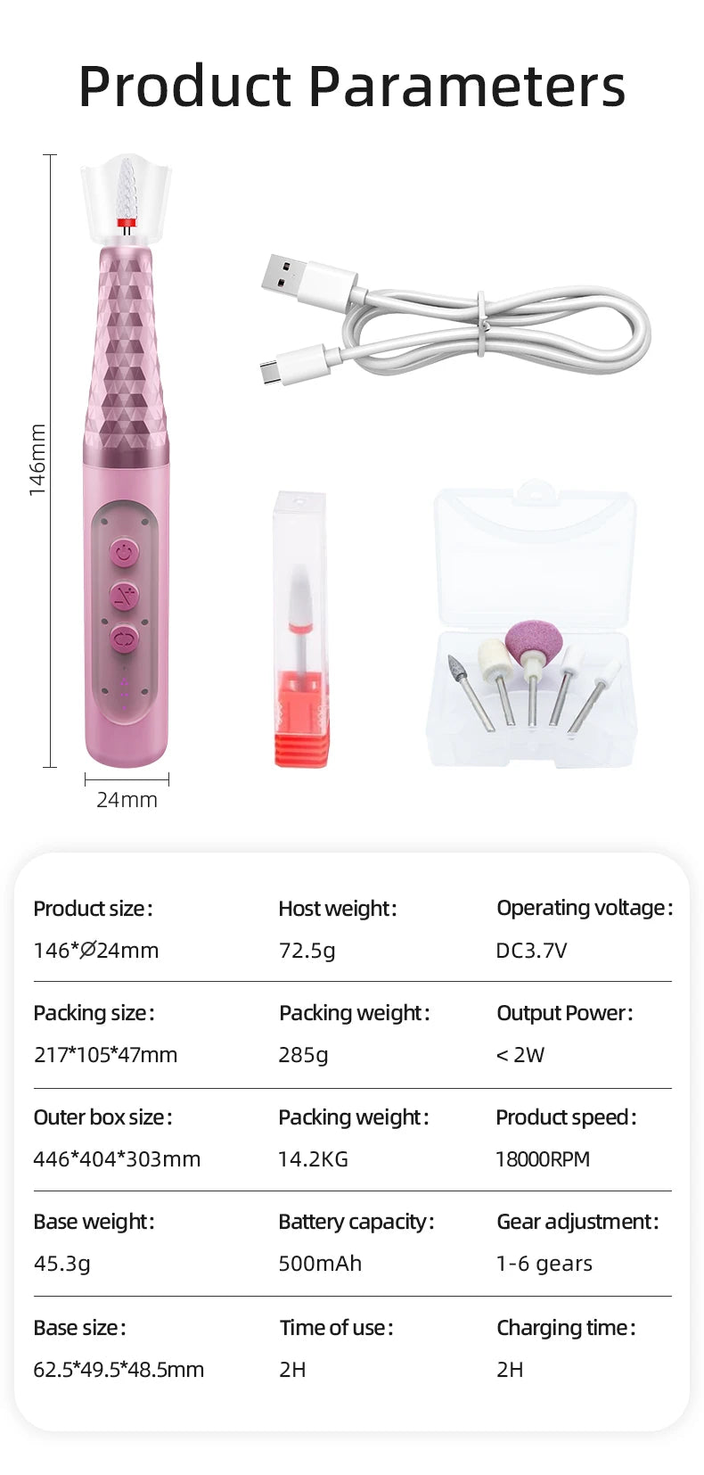 Cordless Electric Nail Drill Kit for Salon-Quality Manicures at Home - 16