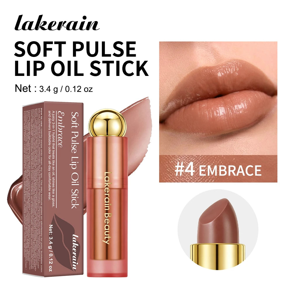 3-in-1 Tinted Moisturizing Lip Oil Stick for Glossy Plump Lips
