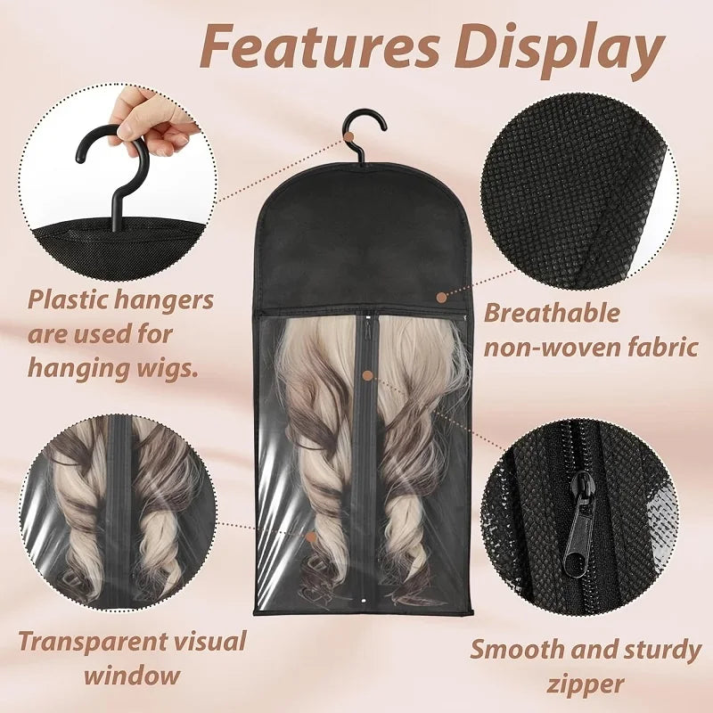 Protective Wig Storage Bag with Hanging Organizer for Easy Care