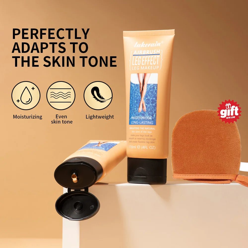Waterproof Body Foundation and Leg Makeup Perfector with Application Glove