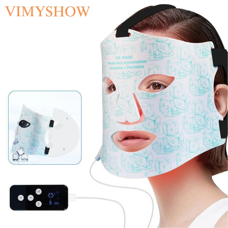 LED Red Light Therapy Face Mask with Cooling Gel for Skin Rejuvenation