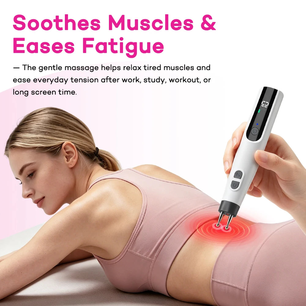 Electric Double-Head Meridian Massage Pen for Neck and Body Relaxation
