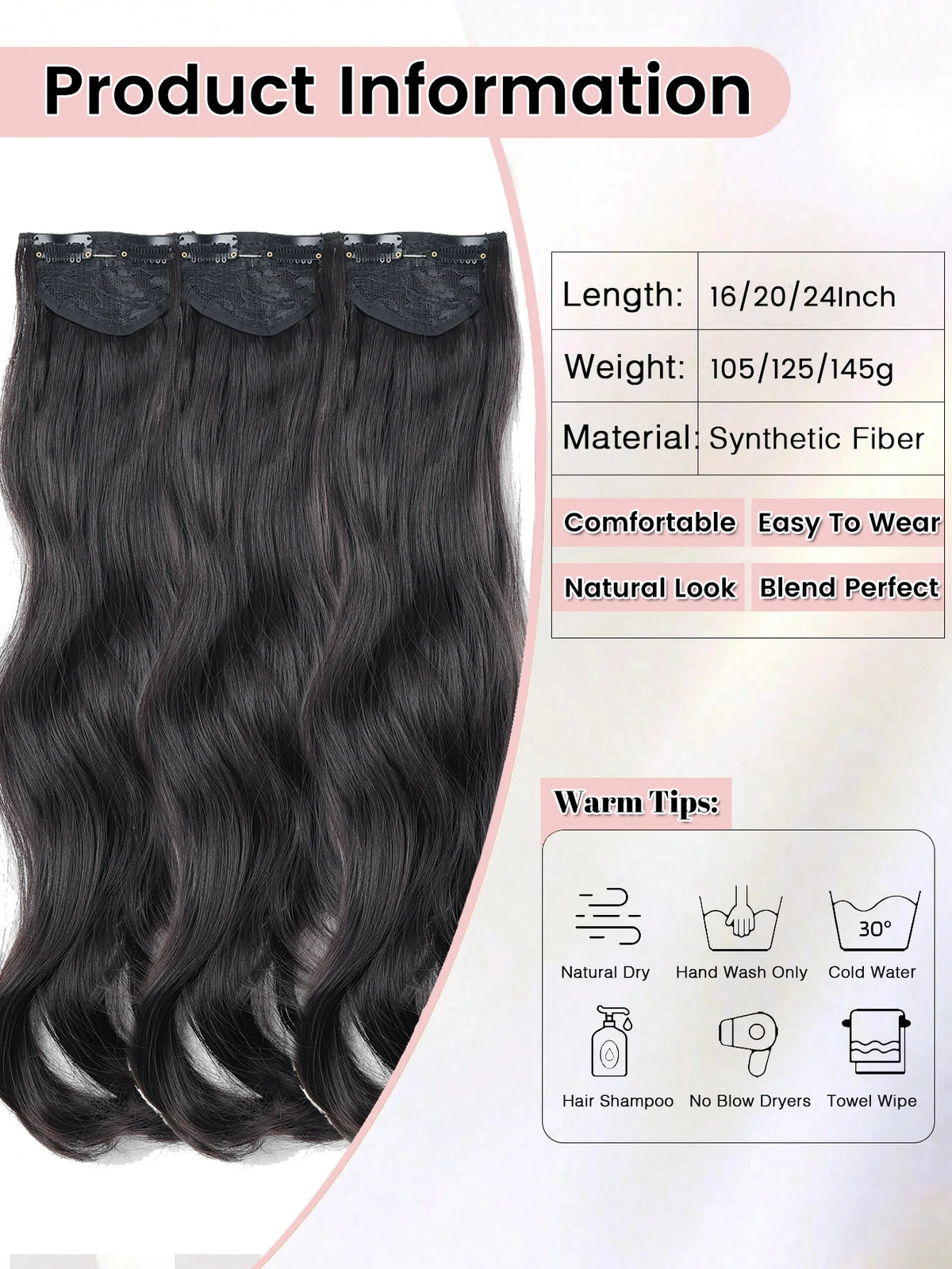 Wavy Clip-In Hair Extensions for Instant Volume and Length