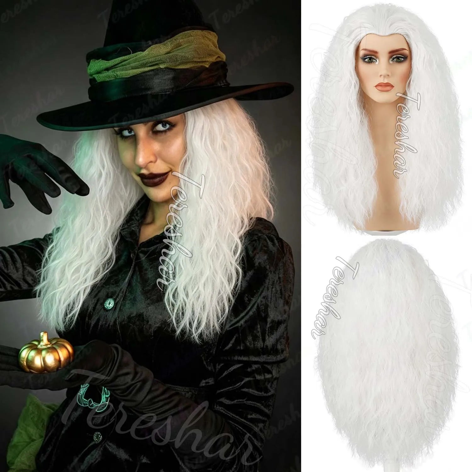 Long Curly Synthetic Witch Wig for Halloween Costume and Cosplay Parties - 16
