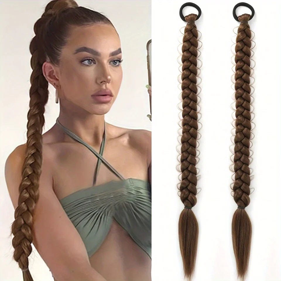 2-Piece Long Braided Ponytail Extensions for Daily Hair Styling