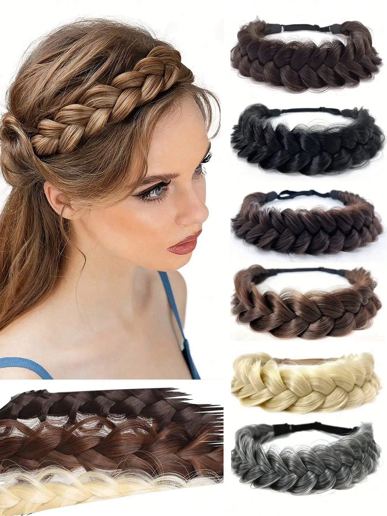 Braided Synthetic Hair Headband for Women and Girls - 7