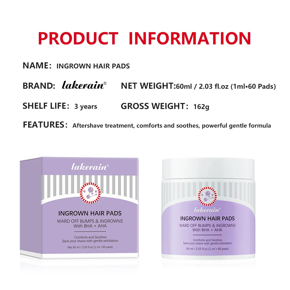 Exfoliating Ingrown Hair Treatment Pads for Razor Bumps and Irritation - 12
