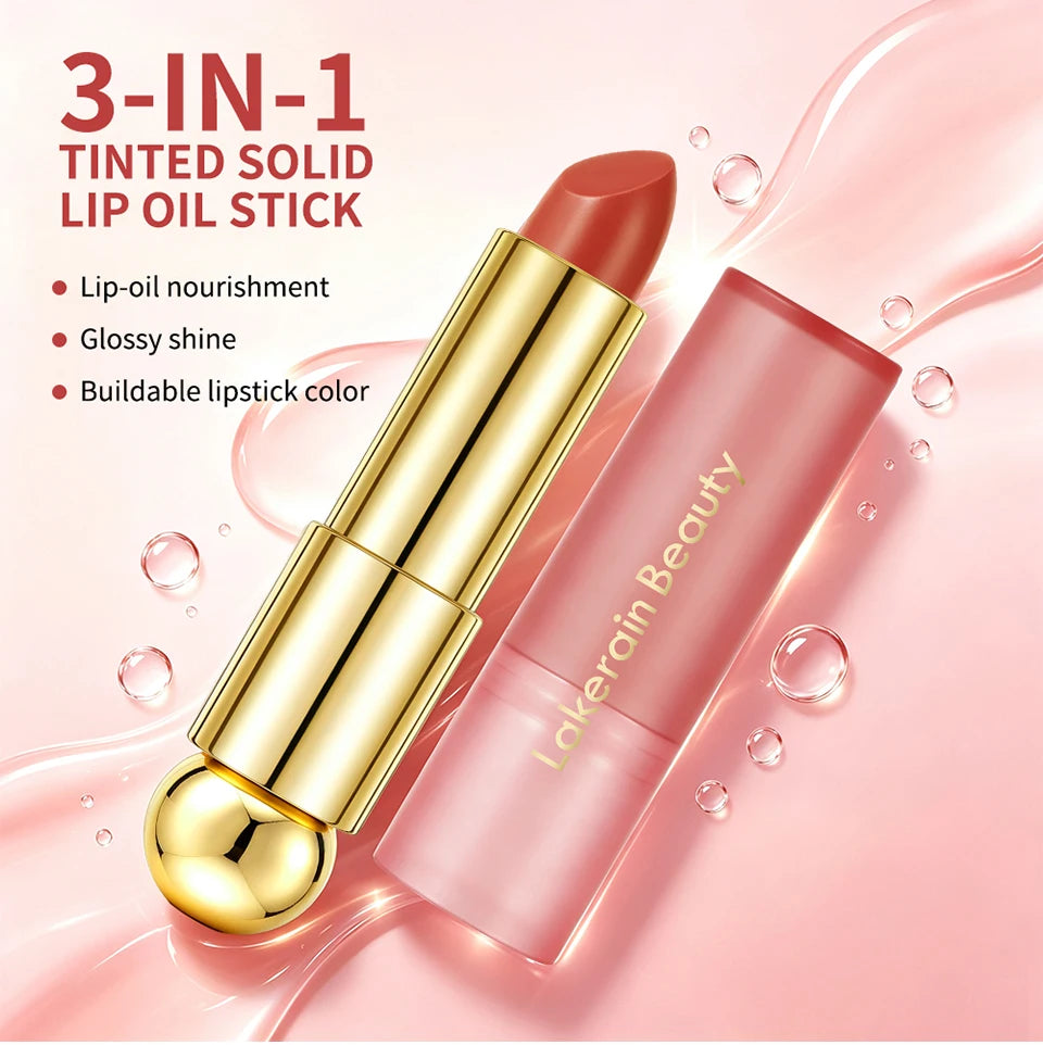 3-in-1 Tinted Moisturizing Lip Oil Stick for Glossy Plump Lips - 10