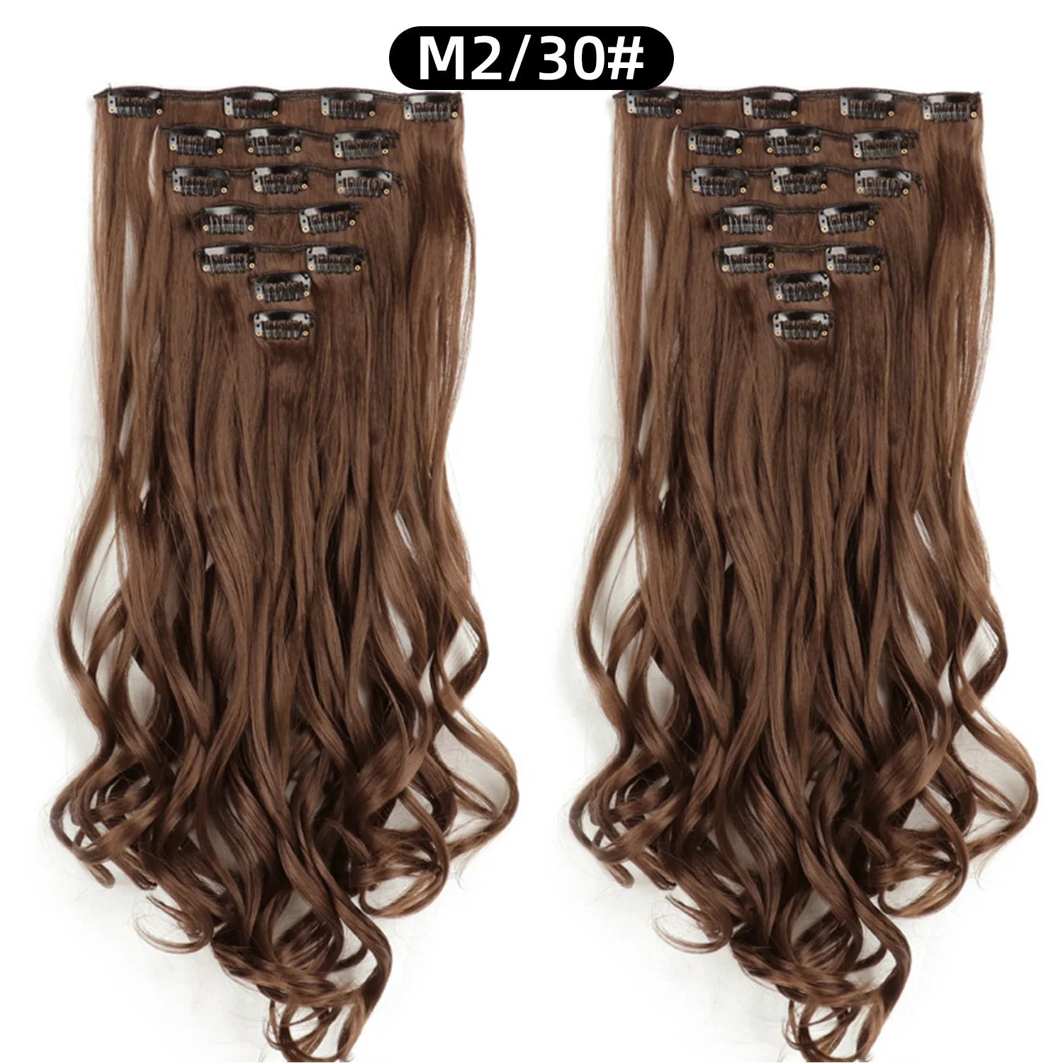 22 Inch Deep Wave Clip-In Hair Extensions Full Head Set - 47