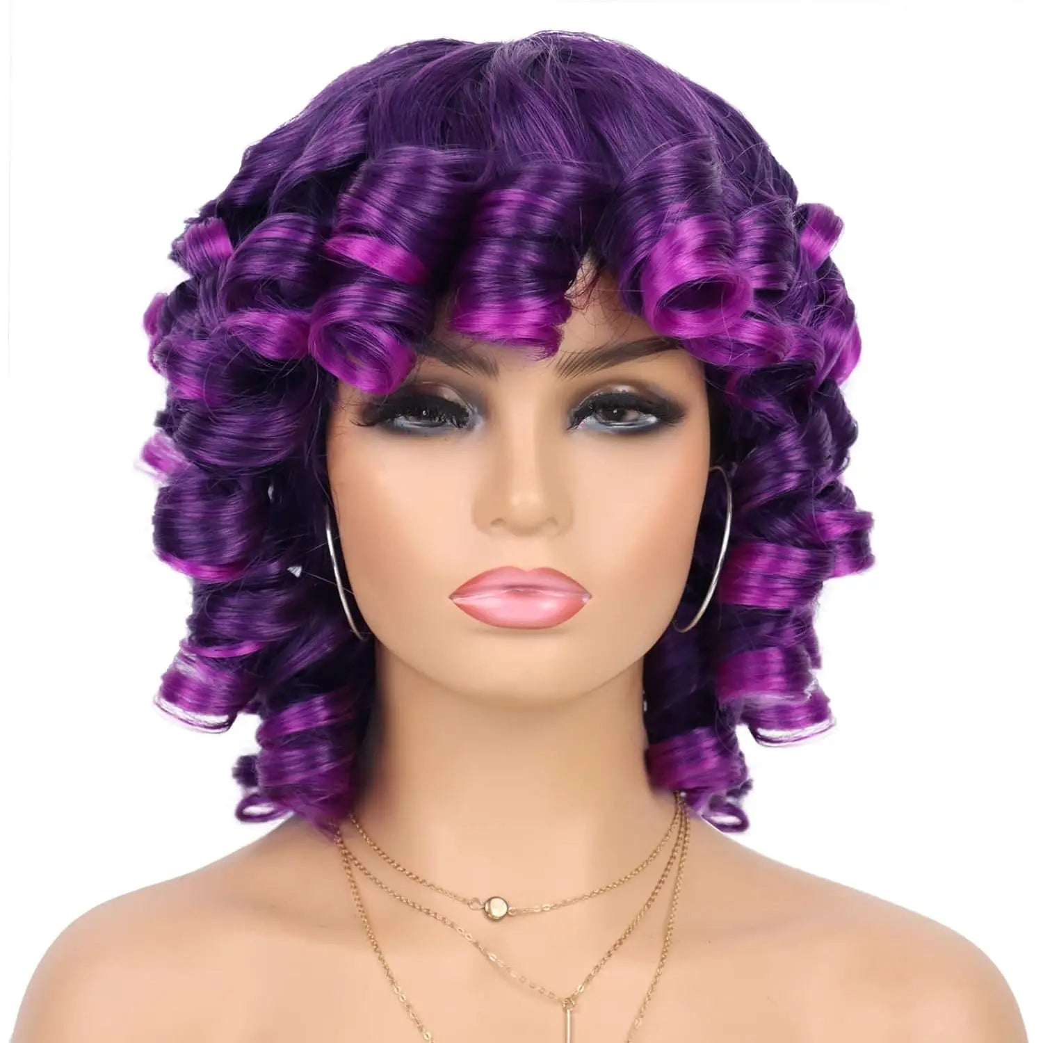 Short Afro Curly Wig with Bangs for Daily Wear - 8