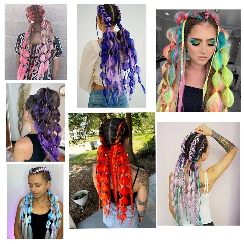 Ombre Bubble Braid Ponytail Extension for Girls - 6