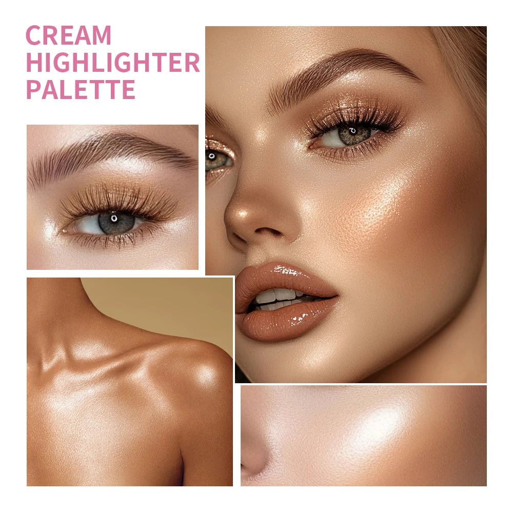 Cream Highlighter and Contour Palette for Radiant Facial Sculpting - 3