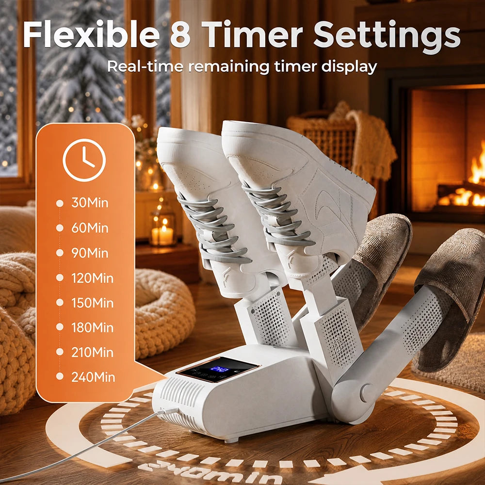 Foldable 4-Tube Electric Shoe and Boot Dryer with UV Sterilization