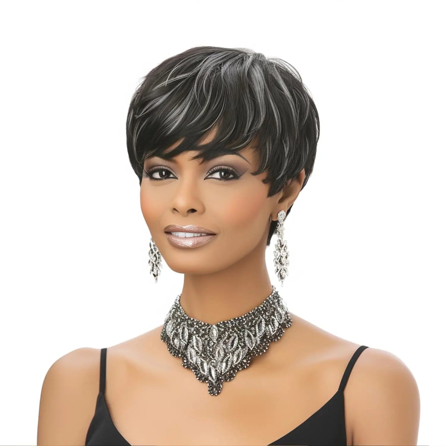 Short Fluffy Pixie Cut Wig with Bangs for Daily Wear - 1